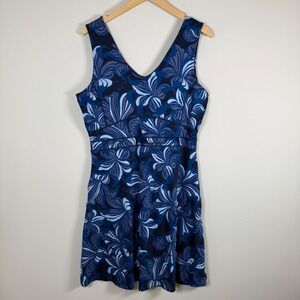 Title‎ Nine Whimsical Floral Print V Neck Sleeveless Fit and Flare Dress Large